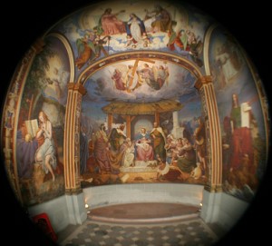 Innenraum mit Freskenmalerei des Dalberg-Herdingschen Schlosses in Nierstein